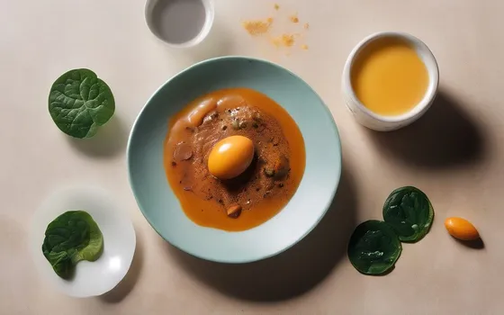 Iron-rich foods, eggs, spinach, B12 and CoQ10 capsules and a cup of coffee on a bright surface