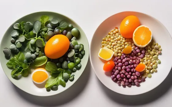 Prenatal vitamin capsules and gummies in a dish with leafy greens, oranges, lentils and eggs